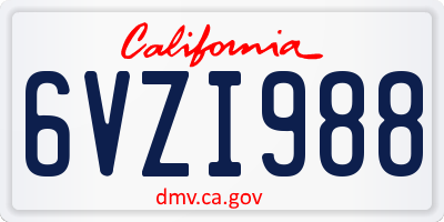 CA license plate 6VZI988
