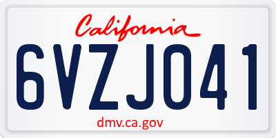 CA license plate 6VZJ041