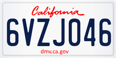 CA license plate 6VZJ046