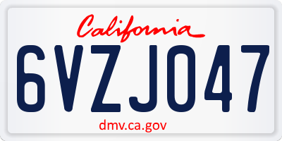 CA license plate 6VZJ047