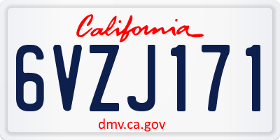 CA license plate 6VZJ171
