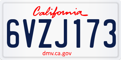 CA license plate 6VZJ173