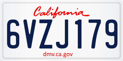 CA license plate 6VZJ179