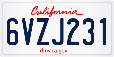 CA license plate 6VZJ231