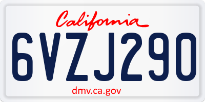 CA license plate 6VZJ290