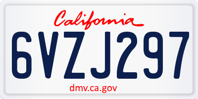 CA license plate 6VZJ297