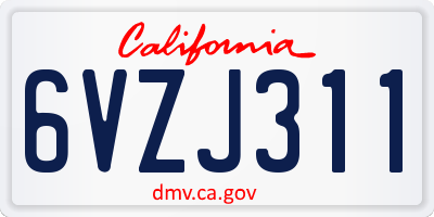 CA license plate 6VZJ311