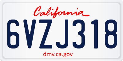 CA license plate 6VZJ318