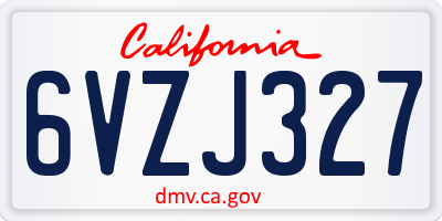 CA license plate 6VZJ327