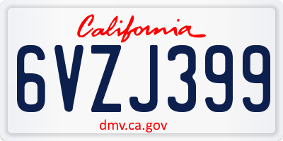 CA license plate 6VZJ399