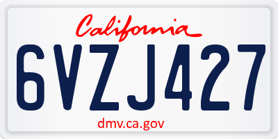 CA license plate 6VZJ427