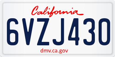 CA license plate 6VZJ430