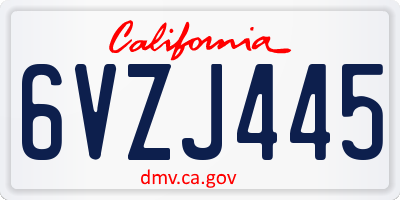 CA license plate 6VZJ445
