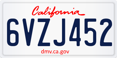 CA license plate 6VZJ452