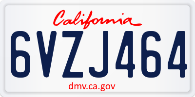 CA license plate 6VZJ464