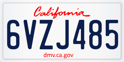 CA license plate 6VZJ485