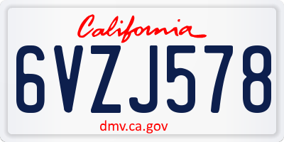 CA license plate 6VZJ578