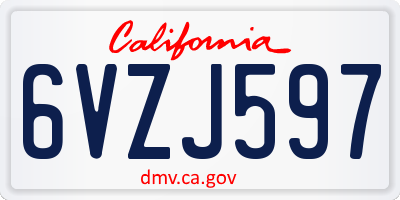CA license plate 6VZJ597