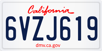 CA license plate 6VZJ619