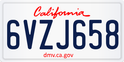 CA license plate 6VZJ658