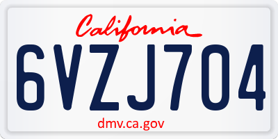 CA license plate 6VZJ704