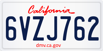 CA license plate 6VZJ762
