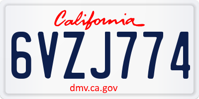 CA license plate 6VZJ774