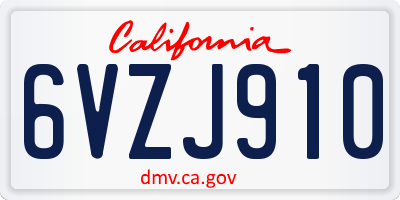 CA license plate 6VZJ910