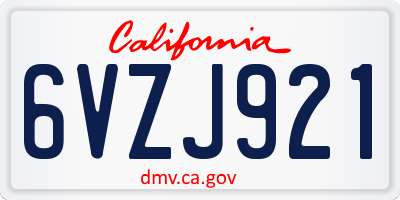 CA license plate 6VZJ921