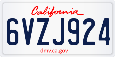 CA license plate 6VZJ924