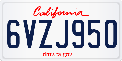 CA license plate 6VZJ950