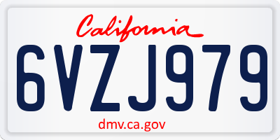 CA license plate 6VZJ979