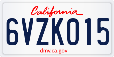 CA license plate 6VZK015