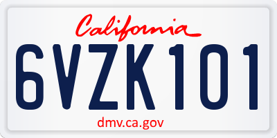 CA license plate 6VZK101