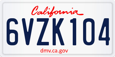 CA license plate 6VZK104