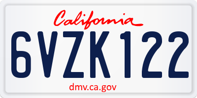 CA license plate 6VZK122