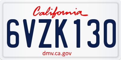 CA license plate 6VZK130