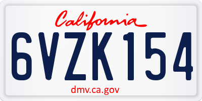 CA license plate 6VZK154