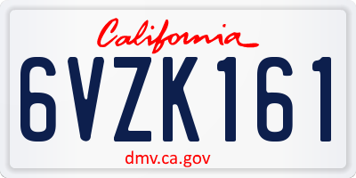 CA license plate 6VZK161