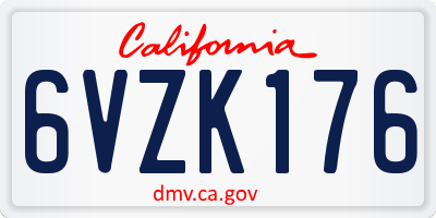 CA license plate 6VZK176