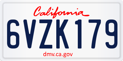 CA license plate 6VZK179