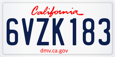 CA license plate 6VZK183