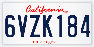 CA license plate 6VZK184