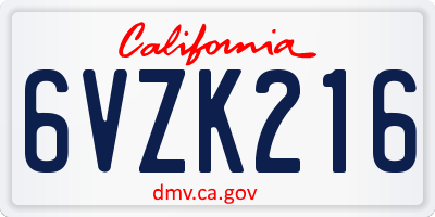 CA license plate 6VZK216