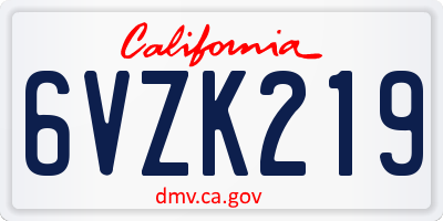 CA license plate 6VZK219
