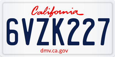 CA license plate 6VZK227