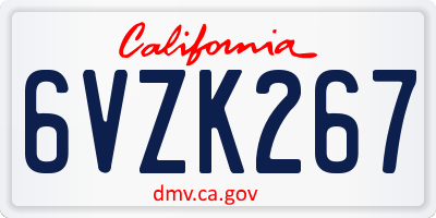 CA license plate 6VZK267