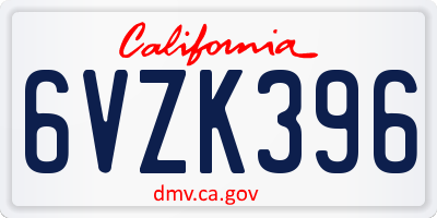 CA license plate 6VZK396