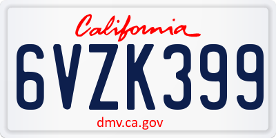 CA license plate 6VZK399