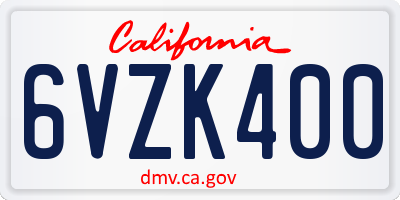 CA license plate 6VZK400